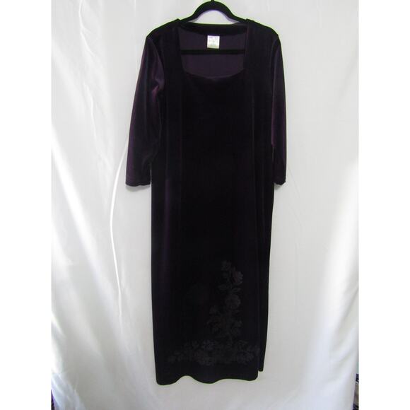 VTG Style Studio Dark Purple Velvet Sequin Midi Dress sz XL Event Fairy Party - Picture 1 of 7